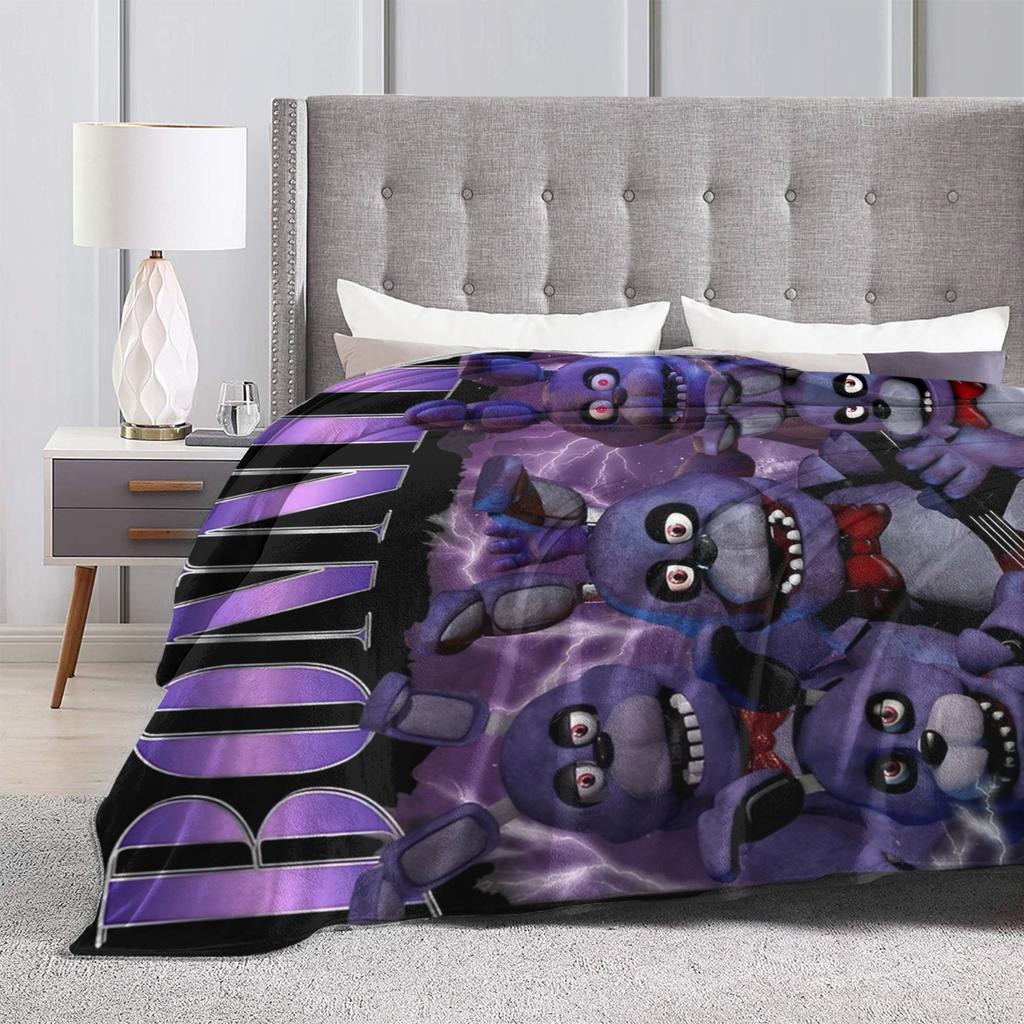Vintage FNAF At Freddys Bonnie Warm Soft Blanket Camping Plush Throw Blanket Funny Couch Chair Flannel Bedspread Sofa Bed Cover