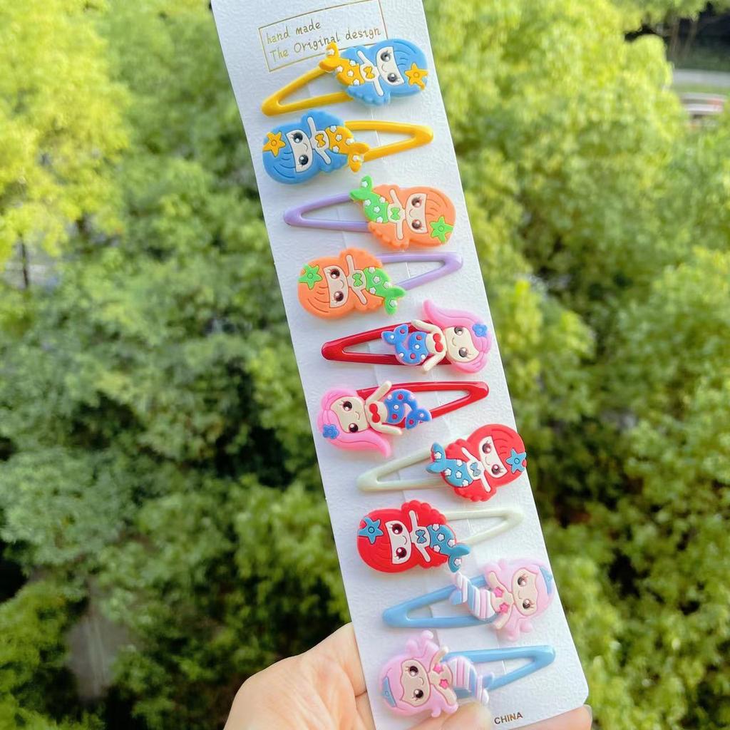 PL 2021 Cute 10 Pcs/set Cartoon Hair Clips for Baby Girl Hairclip Flower Fruit Hair Pins Kids Hair Accessories Gift