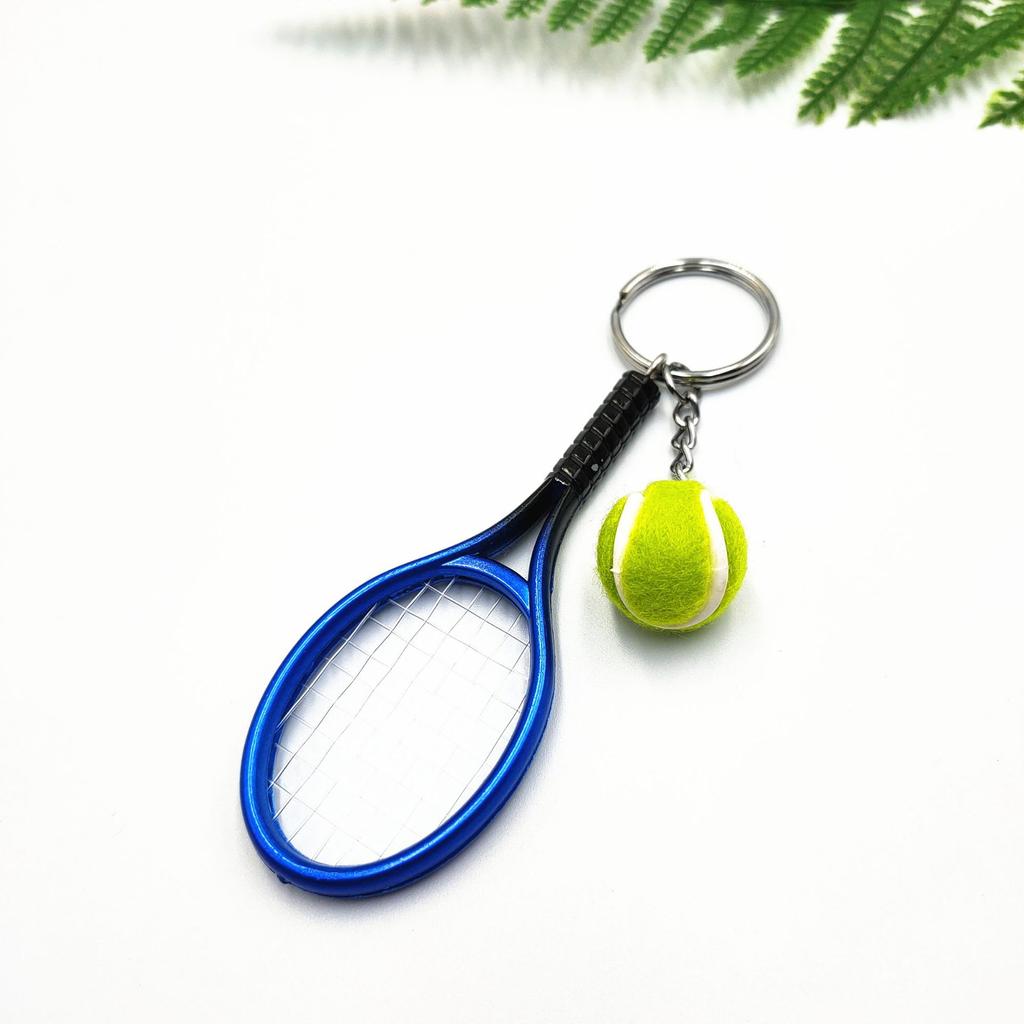 Creative Design Personality Simulation Tennis Racket Pendant Key Chains for Women Men Stainless Steel Backpack Accessories Gift