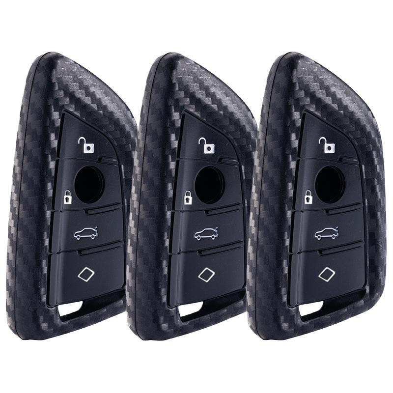 Carbon Fibler style Silicone Car key Case For BMW X1 X3 X4 X5 X6 F15 F16 F48 G30 G38 525 540 740 1 2 5 7 Series Key Protector