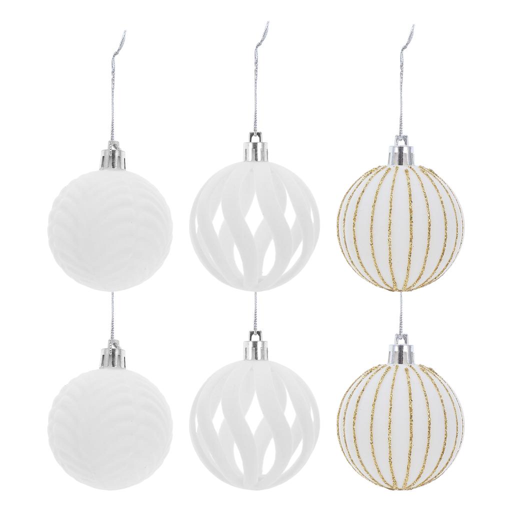 6Pcs Xmas Tree Hanging Ornaments Flocked Ball Decorations for Christmas Holiday Party Home Mall Festive Scene Xmas Hanging Balls