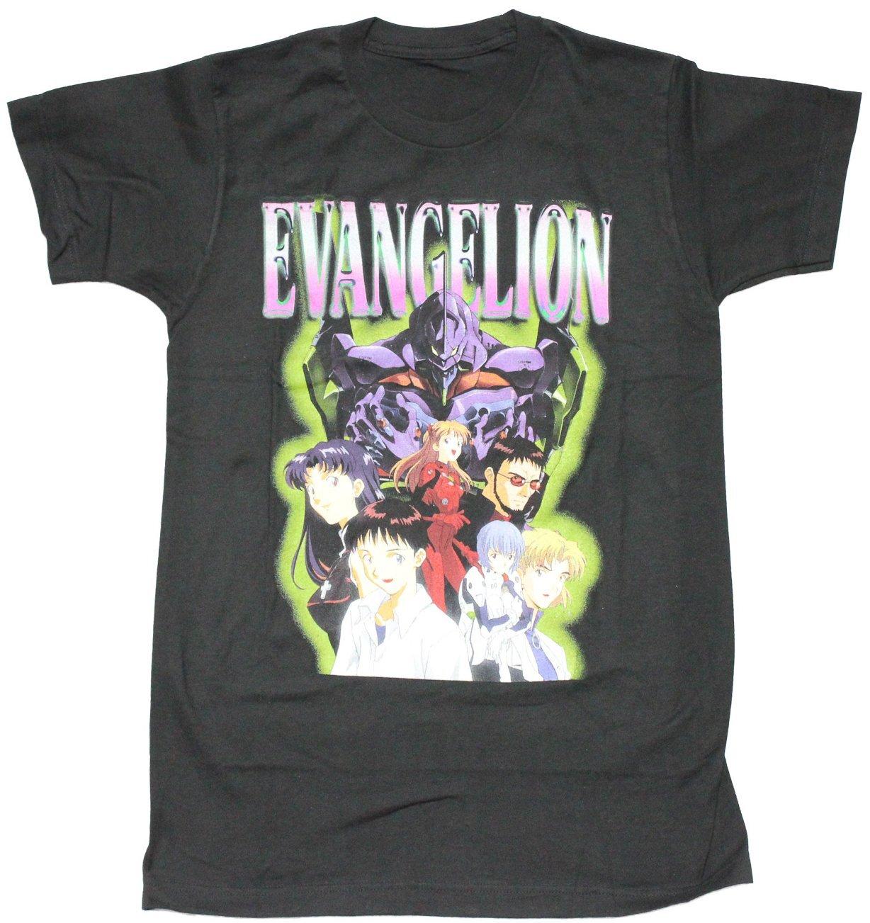 Evangelion New Adult T-Shirt - Cast Under Pink Logo XXXL
