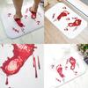 Halloween Cartoon Door Mat With Blood Footprint Pattern For Home Entryway Decor