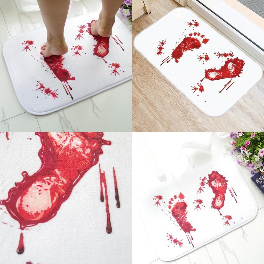 Halloween Cartoon Door Mat With Blood Footprint Pattern For Home Entryway Decor