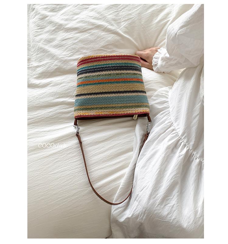 2025 Autumn Women's Fashion Colorful Woven Crossbody Handbag