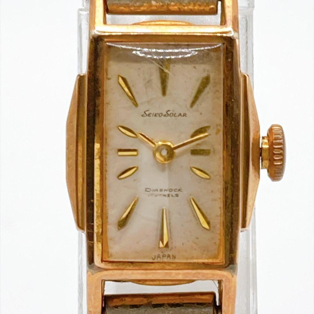 Used 543 SEIKO Solar Seiko Ladies Watch Manual Wind Working Rectangular 60s Vintage