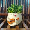 Cartoon Ukulele Flower Pot Cute Smile Face Planter Pot  For Indoor Outdoor Plant