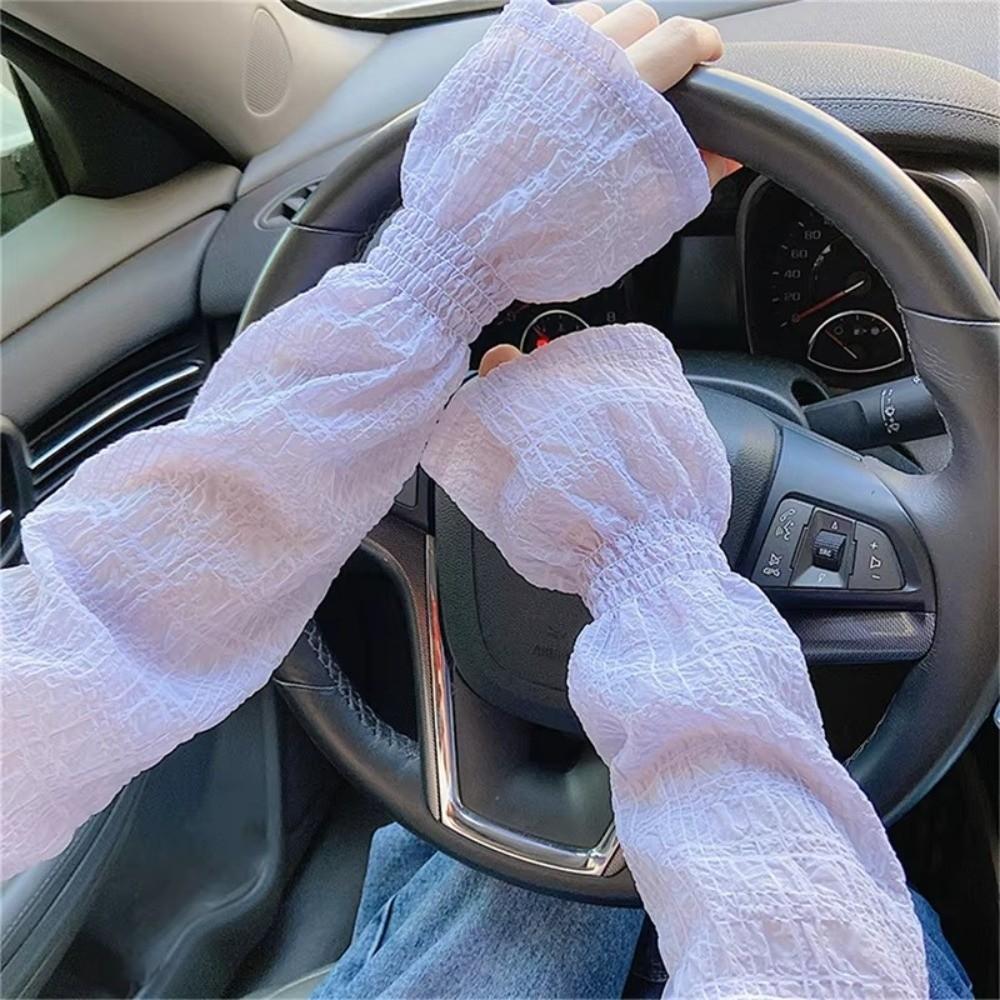 Anti-UV Arm Sleeve Lace Mesh Fingerless Gloves Summer Outdoor Sun Protection Sleeves  Driving