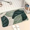Pattern Leaf Mat Bathroom Green Mat Machine Washable Ideal For Kitchen Entryway And Shower Decor Housewarming Gift Bathroom Kitchen Accessory