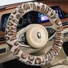 Winter Fleece Steering Wheel Cover Universal Fit 38cm Diameter Anti-Slip Warm Car Accessory Leopard Print