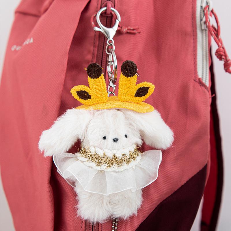 8Cm Rabbit School Bag Pendant Tide Cool Cute Creative Doll Keychain Student Couple Schoolbag Car Keys Cartoon Rabbit Plush Doll