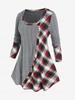 Maglietta a maglia a trecce con motivo scozzese misto Rosegal Plus Size