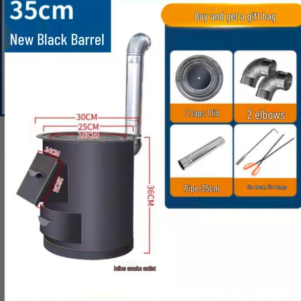 Tragbarer rauchloser Holzofen für den ländlichen Gebrauch: Energieeinsparender, Großer Gusseisentopf für den Haus- & Hofgebrauch