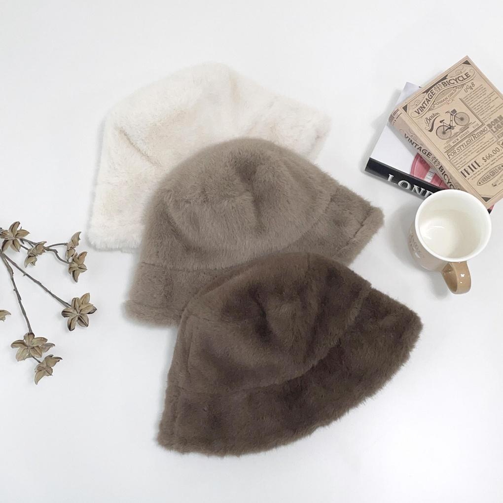 Women's Men's Daily Fur Plain Bucket Hat