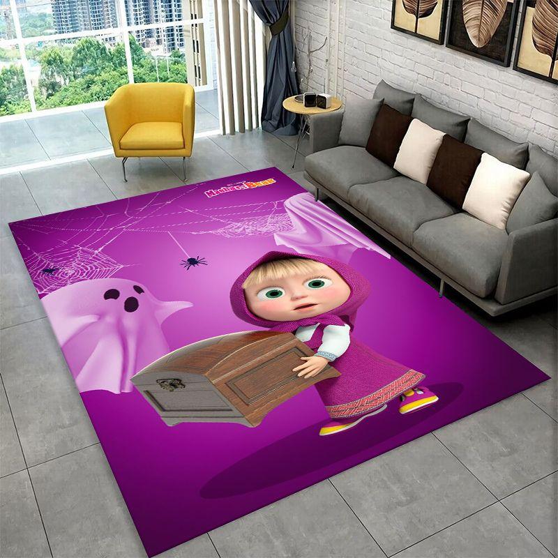 Cartoon Cute M-Masha Bear Non-Slip Area Rug for Living Room,Bedroom,Playroom,Soft Carpet Floor Mat Home Decor Rug  Room
