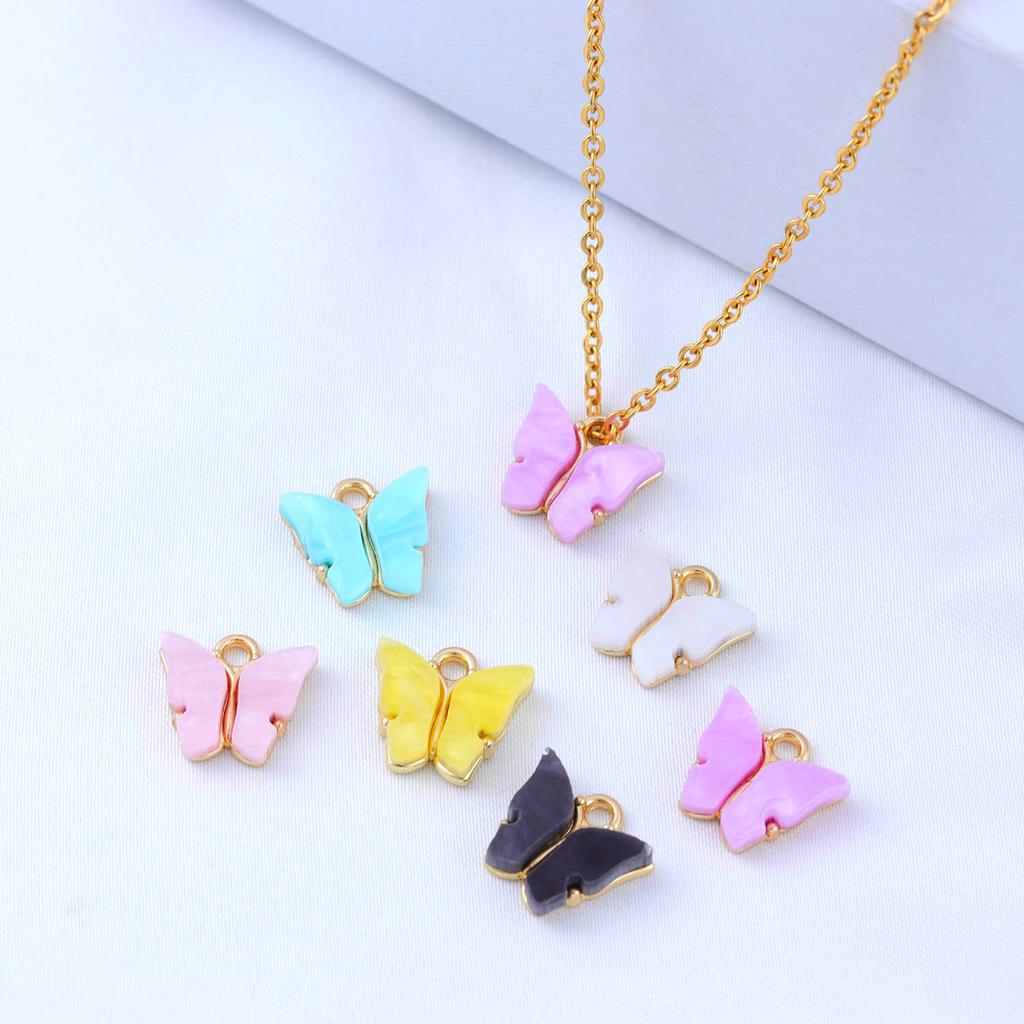 10pcs/Lot 13x13mm Colorful Acrylic Butterfly Charms Pendant For Jewelry Making Cute Pendants DIY Earrings Bracelet Accessories