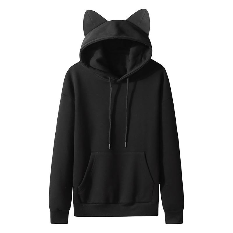 Felpa con Cappuccio da Coppia con Design Orecchie di Gatto da Donna Autunno Inverno