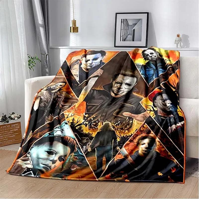 Horror movie character M-Michael Myers Halloween Home Bed Blanket Comfortable Portable Bedroom Sofa Picnic Blanket Gift