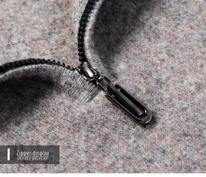 2025 Men's High-Grade Yak Wool Zipper Sweater - Solid Color, Autumn/Winter Knit Base Layer