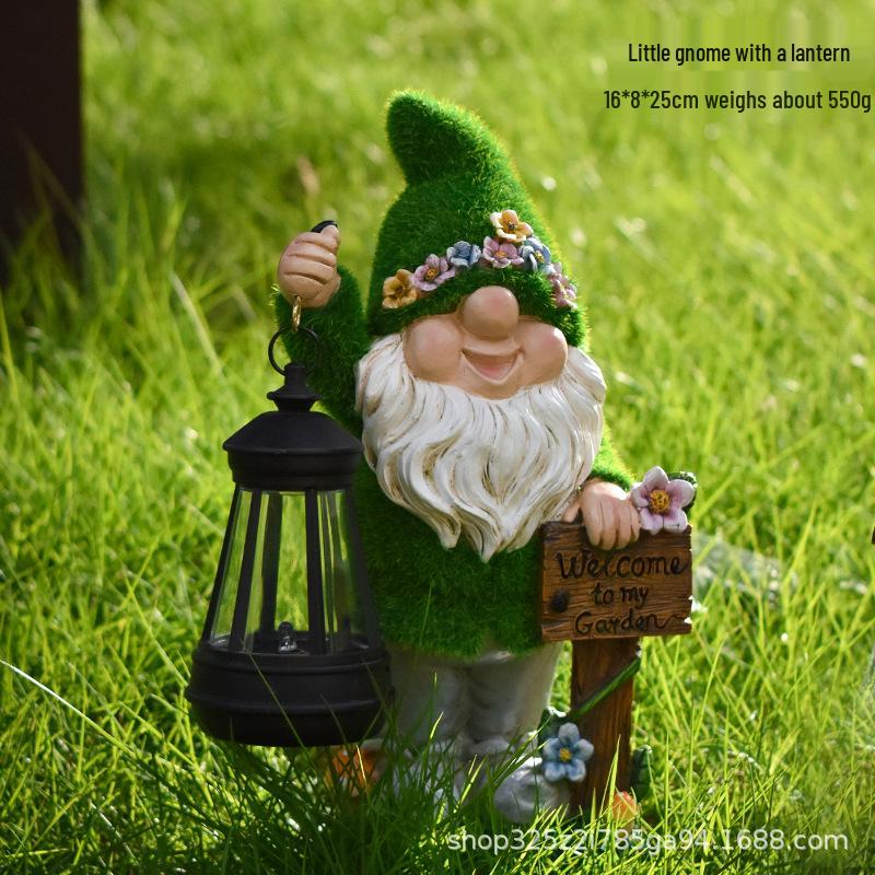 Solar Elf Garden Light: Outdoor Resin Ornament for Villas
