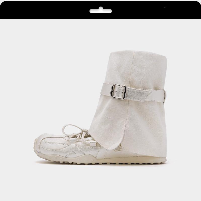 Romank~ Ballerinas Damen Plateau Schuhe Mary Jane Schuhe Coole Stiefel Pile Kurze Stiefel Damen