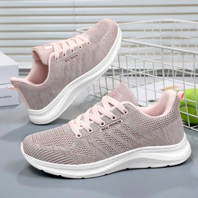 Schuhe Damen Sportschuhe vielseitige Einzelschuhe weiche Sohle keine müden Füße Laufschuhe Damenschuhe Flyknit atmungsaktive Mesh-Schuhe