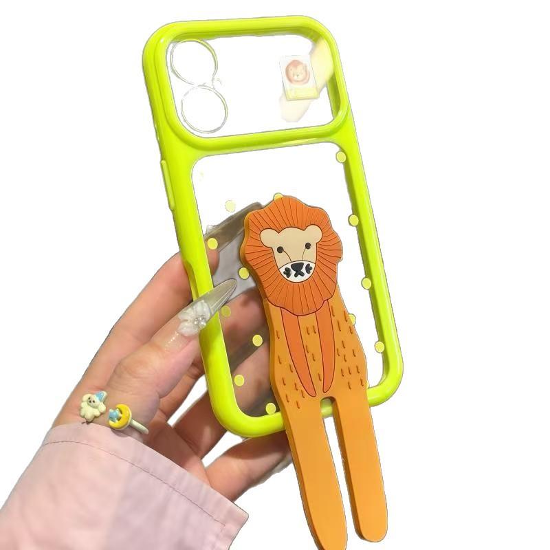 Cute bracket second change apple 11promax mobile phone case suitable for iphone11 transparent case dopamine hard case