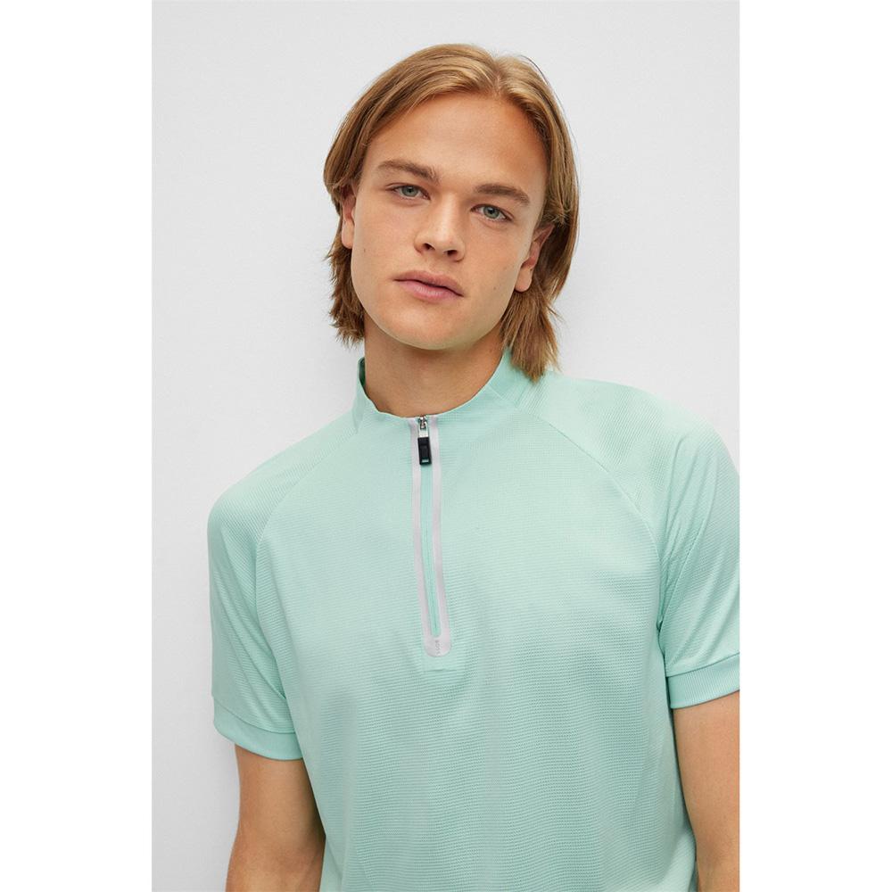 Boss Stretch Zipper Neck Slim Fit Polo Shirt 50471594_332 Light Pastel Green/L