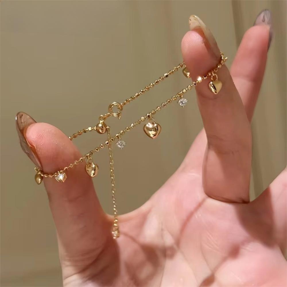 Minimalist Heart Pendant Bracelet Glod Silver Zircon Charm Bracelets Tassel Bracelet  Daily Wear