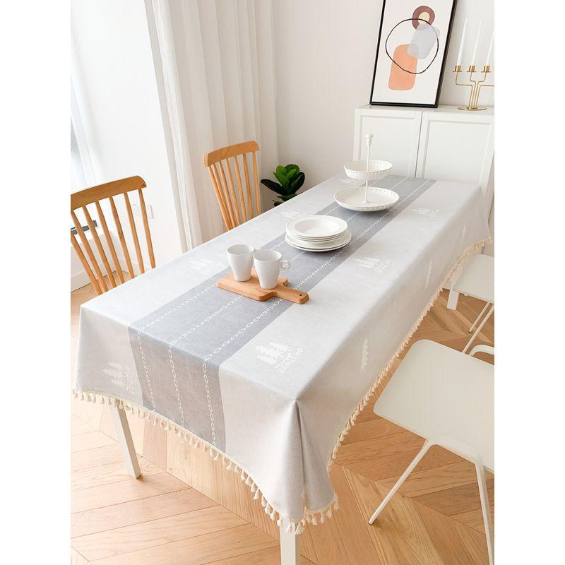 

Nordic Fabric Tablecloth Cotton Linen Oil-Proof Waterproof Anti-Scald Disposable Rectangular Deer Coffee Table Tablecloth Table Mat Article light gray (tassel border oil) 90 * 90cm
