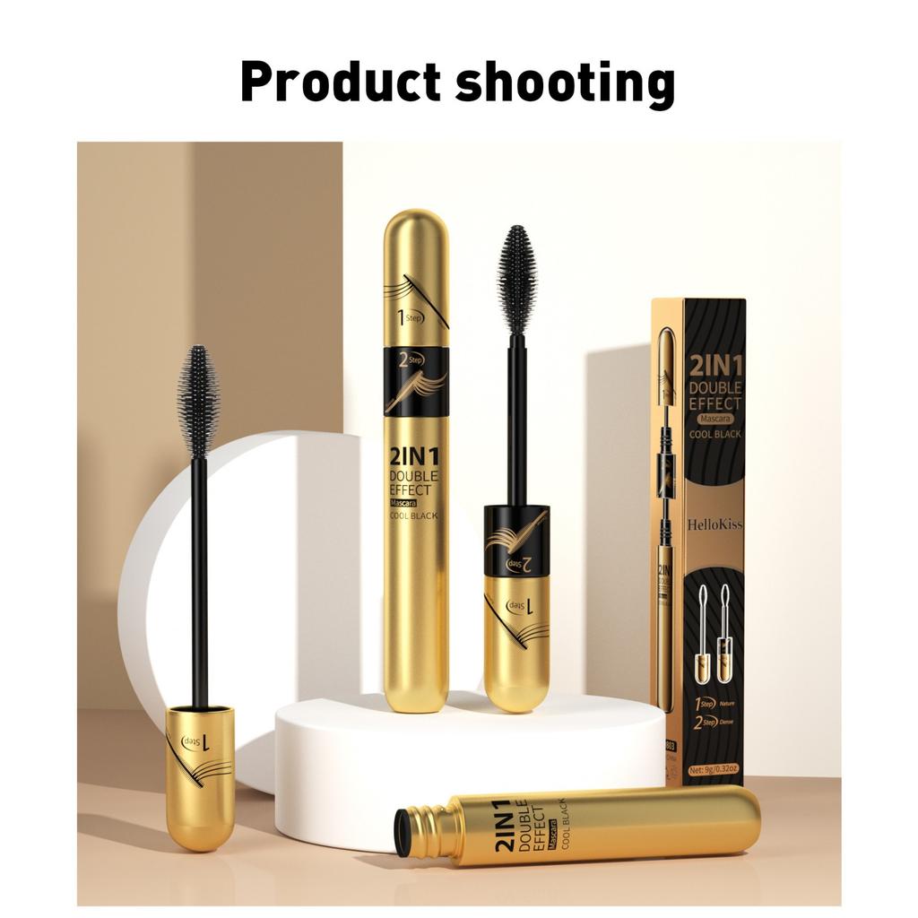 Mascara Naturel Mince, Résistant à la Sueur et Ne Coulant Pas, Mascara à Double Effet Dense et Recourbé