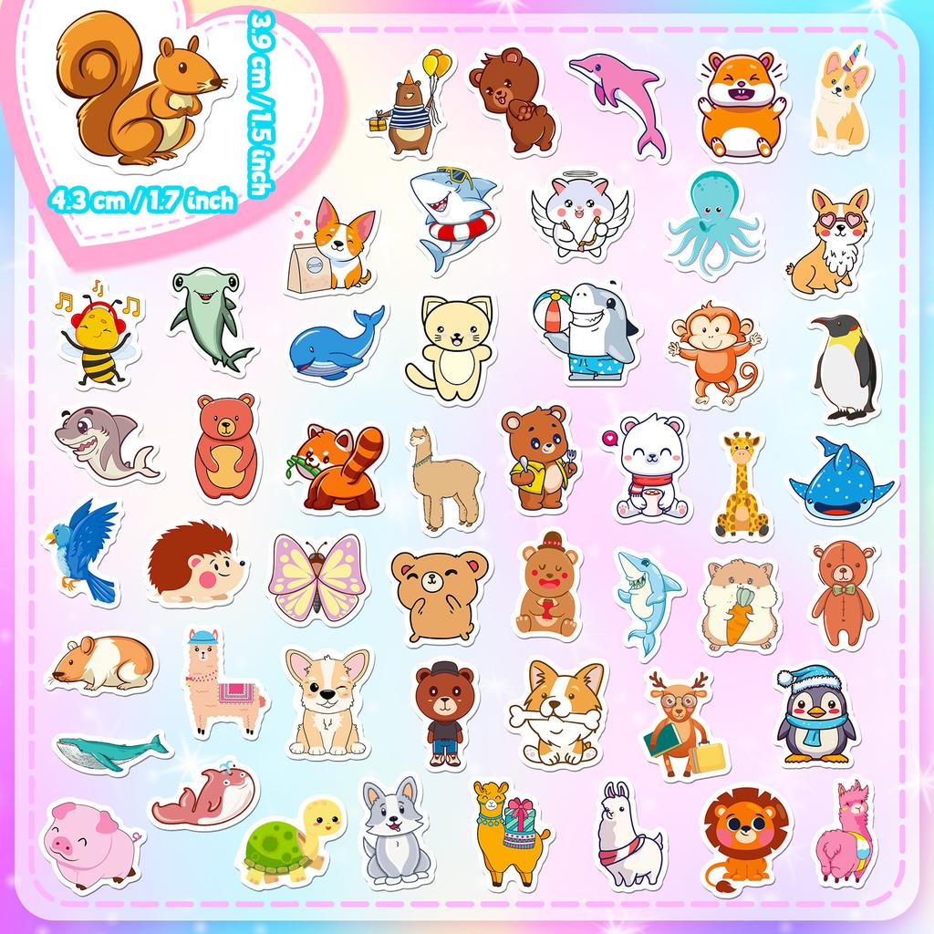 100 Small Size 4cm Cartoon Cute Little Animal Stickers Skateboard Suitcase Graffiti Stickers Award