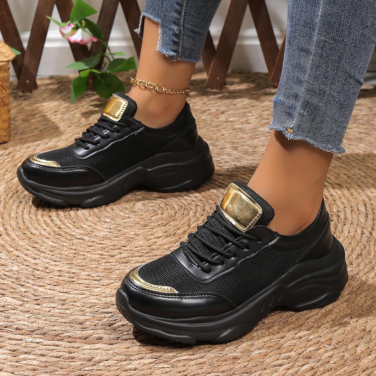 

Кроссовки на платформе, женские легкие дышащие универсальные повседневные туфли из сетчатого материала, спортивная вулканизированная обувь на шнуровке, большой размер 43 36