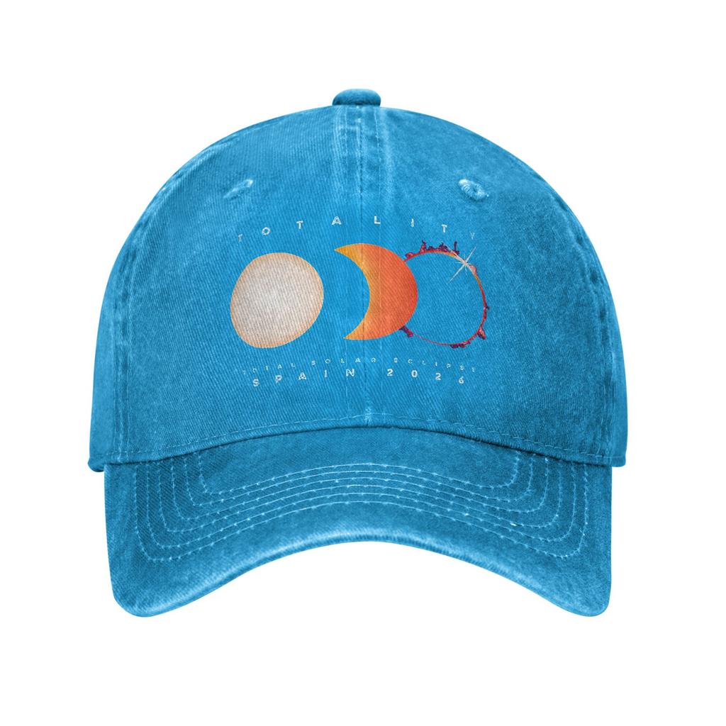 Spain Total Solar Eclipse Baseball Cap for Unisex Women Distressed Denim Snapback Hat Astronomy Sun Outdoor Travel Adjustable