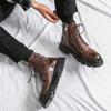 Korean version men's high top leather shoes Trendy male style Daily party outdoor leisure business thick soled men's boots