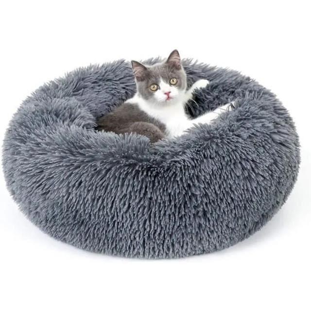 XJYDNCG Couchage Chat Panier pour chat-chien Rond en Peluche pour et Confortable - 50cm - Gris foncé