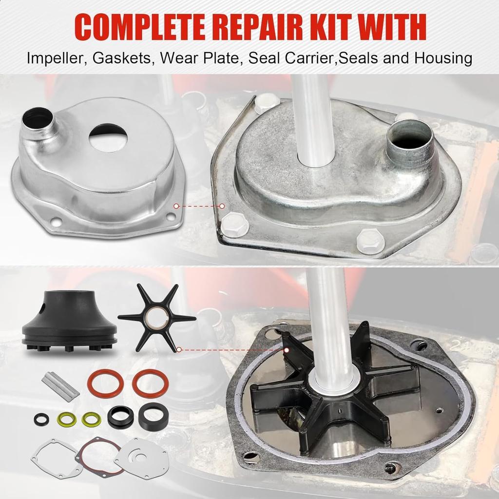 Water Pump Repair Kit Compatible With 1991- Mercury MerCruiser Alpha 1 Gen 2 Drives, Water Pump Impeller Repair Replace 817275A4 817275Q05 18-3147