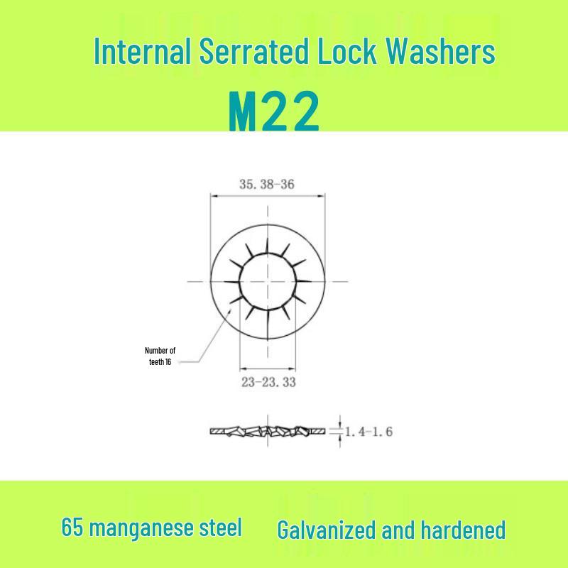 M3-M30 Blackened 65 Manganese Steel Multi-Tooth Inner Lock Washer (GB861.2)
