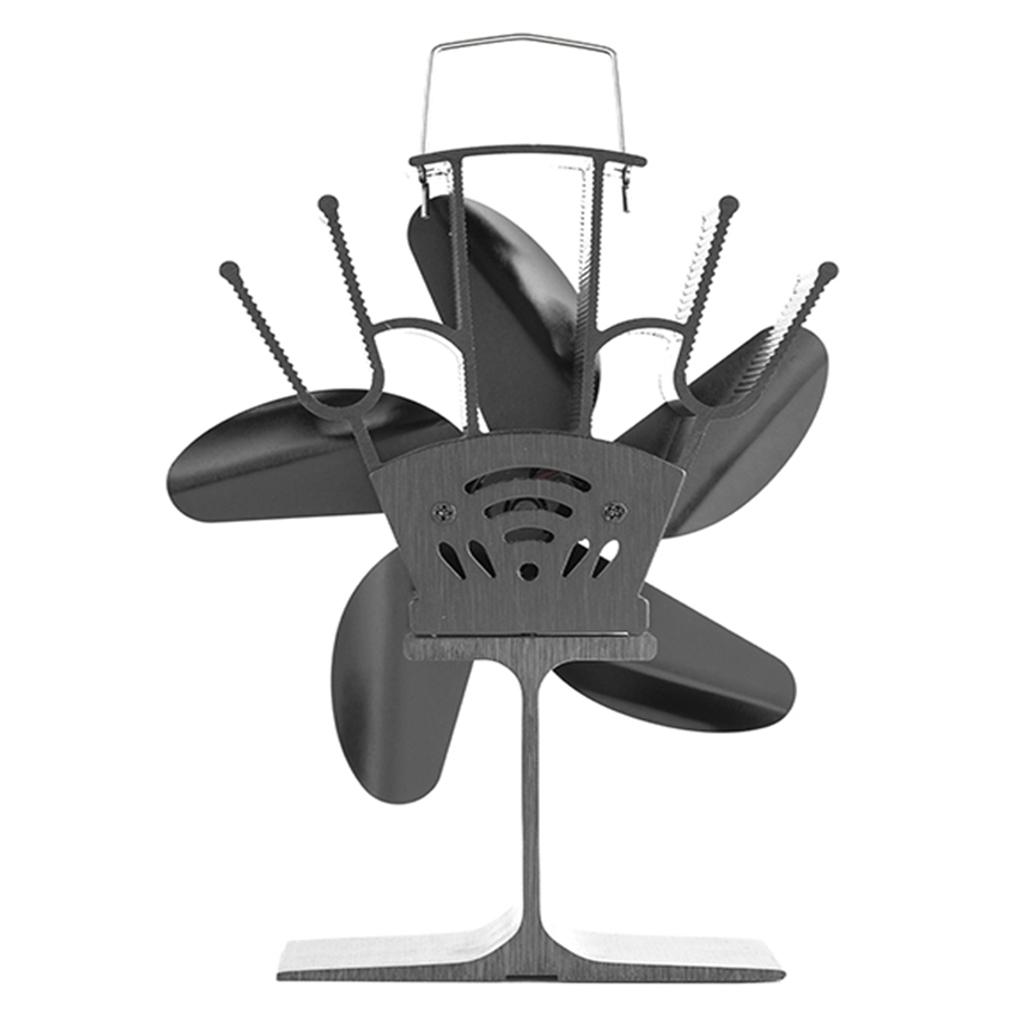 5 Blades Heat Powered Stove Fireplace Fan Wood Stove Fan Quiet Efficient for Wood Log Circulating Warm Air Saving Fuel