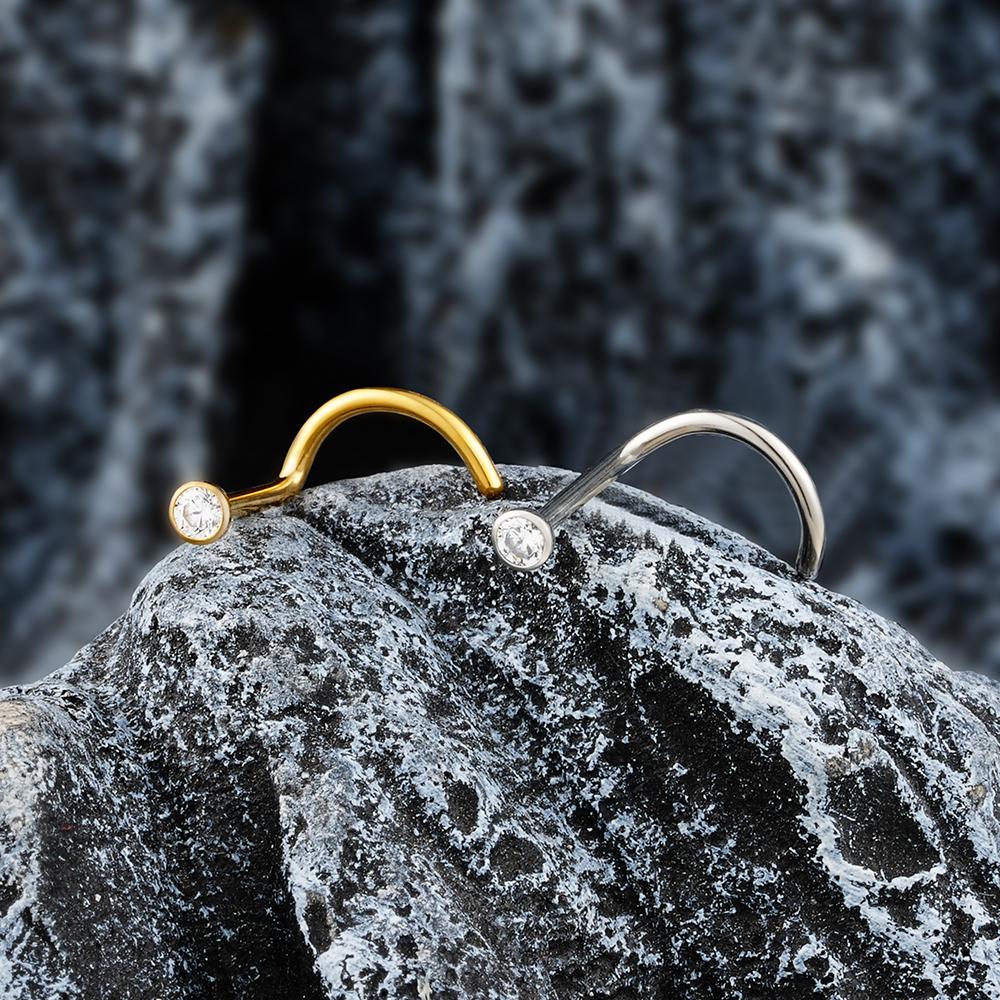 Right Grand ASTM F136 Titanium 20G Nose Stud Ring Hypoallergenic CZ/Ball/Heart/Star Corkscrew Nose Nostril Body Piercing Jewelry
