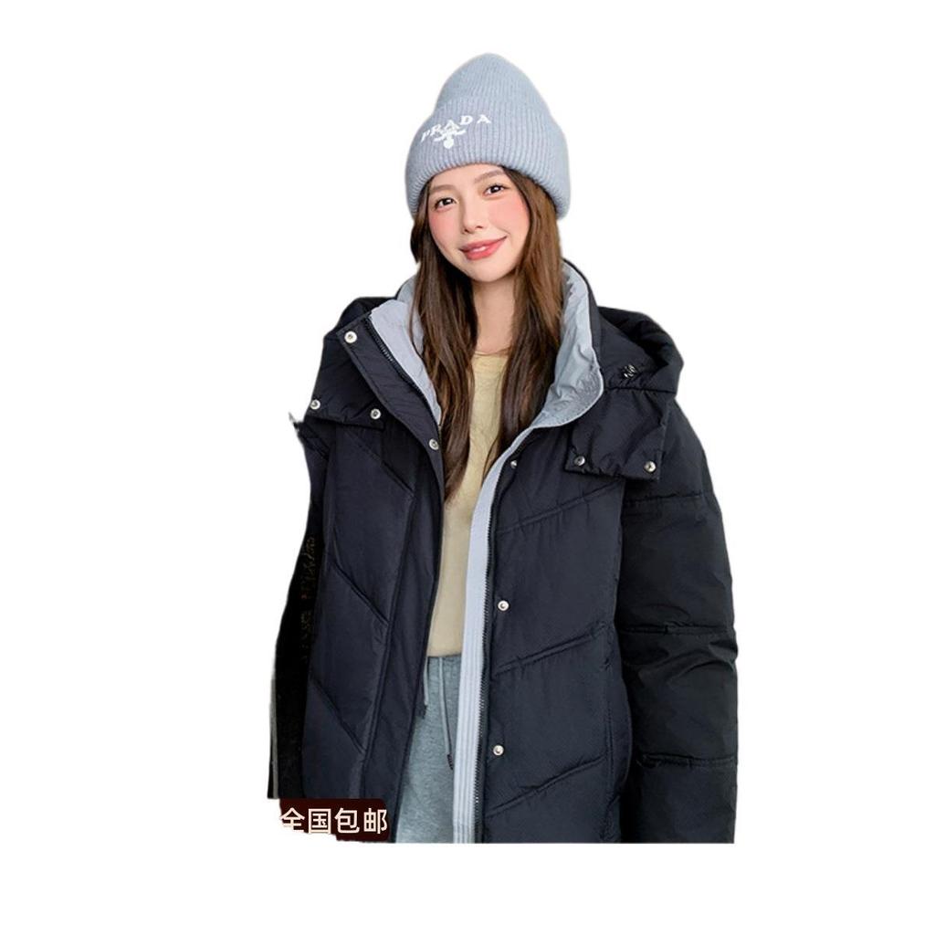 Daunenjacke Damen kurze Kapuze Winter 2024 neuer Kokon koreanische Version loser kleiner Mantel