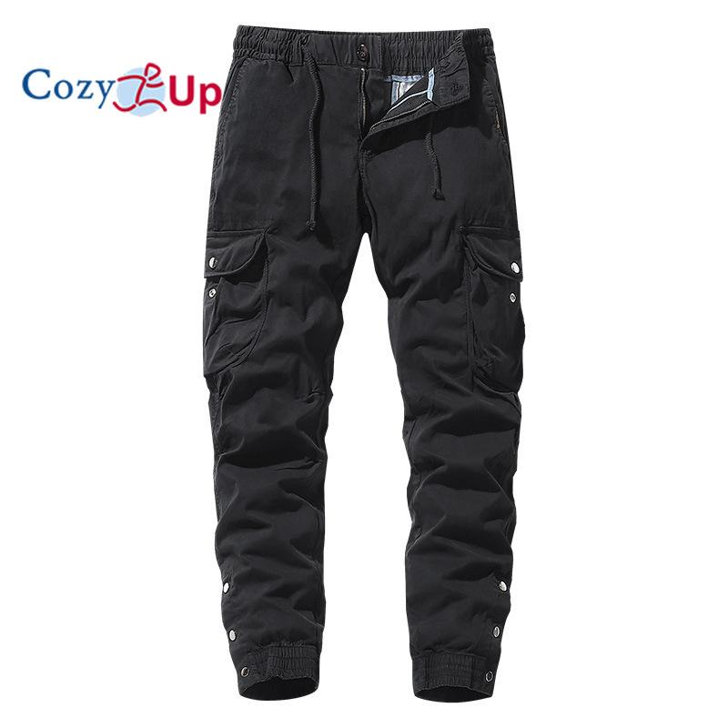 Cozy Up Men's Casual Cargo Pants Joggers Hiking Sweatpants Stretch Elastic Waist Work Pants with 6 Pockets