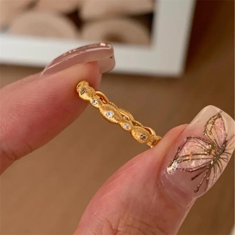 S silver medieval zircon brushed diamond ring light luxury index finger ring stacking wearing ring