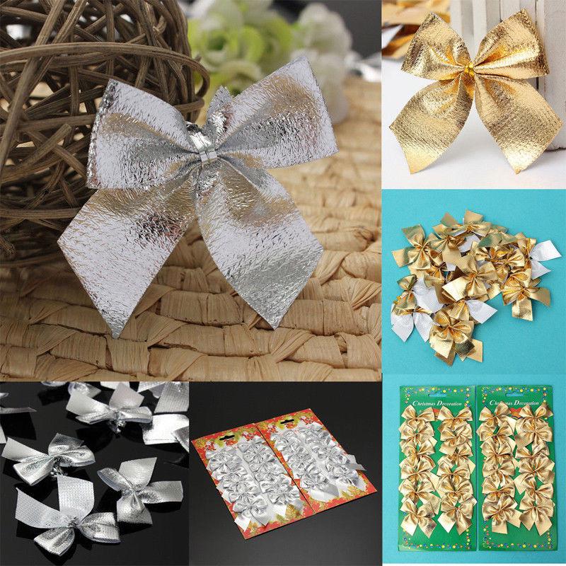 12X Christmas Tree Bow Decoration Baubles XMAS Party Garden Bows Ornament BDAU 12X Christmas Tree Bow Decoration Baubles XMAS Party Garden Bows Ornament BDAU