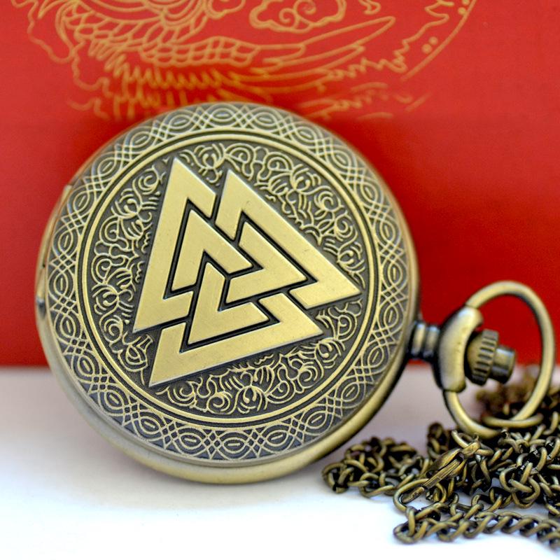 Vintage Folded Triangle Pyramid Pocket Watch - Large Retro Design