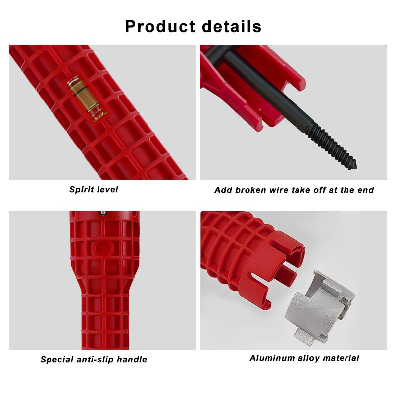 8 in 1 Waschbecken Bad Schraubenschlüssel Sanitär Installationswerkzeug Haushaltswasserleitung Wasserhahn Eckventil Waschbecken Wartung Demontage Schraubenschlüssel