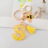 Yellow Bee Resin Glitter Letter Keychain Pendant Ornament