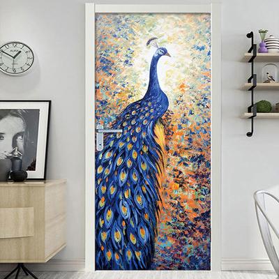 Αυτοκόλλητα Πόρτας Peacock Ρετρό διακοσμητικό αυτοκόλλητο Αυτοκόλλητο αδιάβροχο πολύχρωμο σχέδιο ταπετσαρία τοίχου διακόσμηση διαμερίσματος