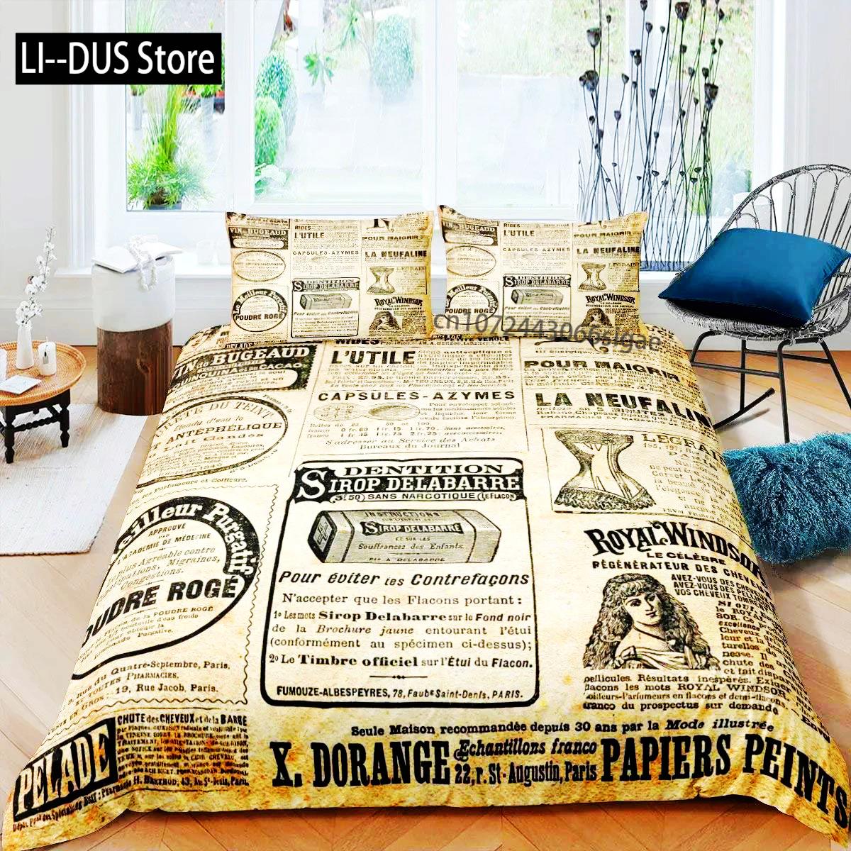 

Comforter Old Newspaper Vintage French Bedding Brown For Boys Girls Teens Polyester Comforter Comforter (quilt)-EU Single(135*200cm)3pcs