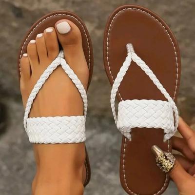 2024 Hot Sale Shoes for Women Flip Flops Women's Slippers Summer Beach Slippers Women Weave Flat with Plus Size New Shoes Female
